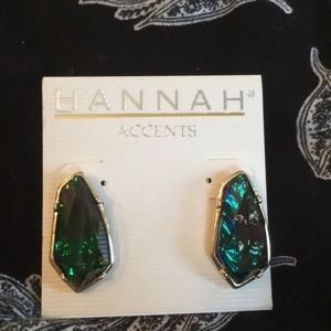 Iridescent Stone Like Gold Tone Earrings Classic